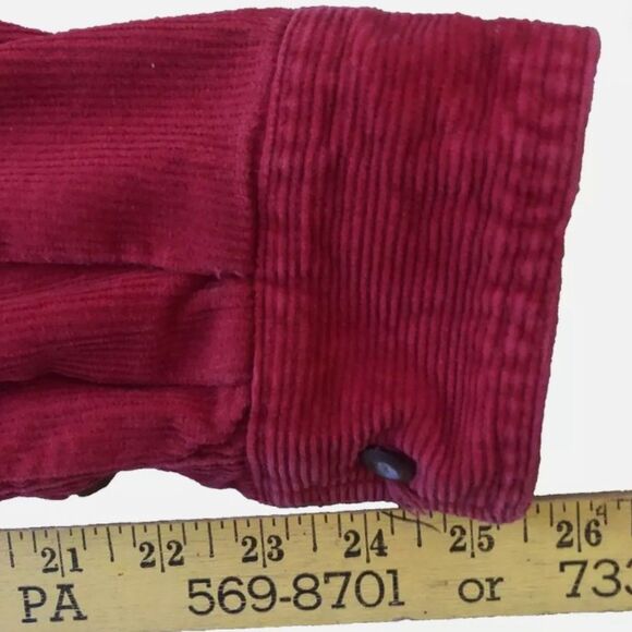 Newton Trading Co Corduroy Shirt Mens Sz L VTG 80s Red Button Front Long Sleeve - Picture 10 of 11